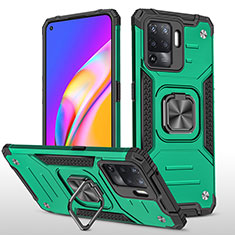 Custodia Silicone e Plastica Opaca Cover con Magnetico Anello Supporto MQ1 per Oppo Reno5 Lite Verde Notte