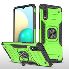 Custodia Silicone e Plastica Opaca Cover con Magnetico Anello Supporto MQ1 per Samsung Galaxy A02 Verde