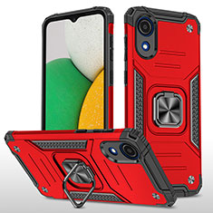 Custodia Silicone e Plastica Opaca Cover con Magnetico Anello Supporto MQ1 per Samsung Galaxy A03 Core Rosso
