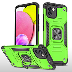 Custodia Silicone e Plastica Opaca Cover con Magnetico Anello Supporto MQ1 per Samsung Galaxy A03 Verde