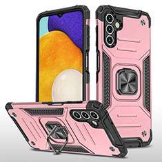 Custodia Silicone e Plastica Opaca Cover con Magnetico Anello Supporto MQ1 per Samsung Galaxy A04s Oro Rosa