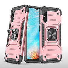 Custodia Silicone e Plastica Opaca Cover con Magnetico Anello Supporto MQ1 per Samsung Galaxy A10e Oro Rosa