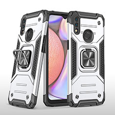 Custodia Silicone e Plastica Opaca Cover con Magnetico Anello Supporto MQ1 per Samsung Galaxy A10s Argento