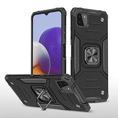 Custodia Silicone e Plastica Opaca Cover con Magnetico Anello Supporto MQ1 per Samsung Galaxy A22s 5G Nero