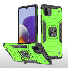 Custodia Silicone e Plastica Opaca Cover con Magnetico Anello Supporto MQ1 per Samsung Galaxy A22s 5G Verde