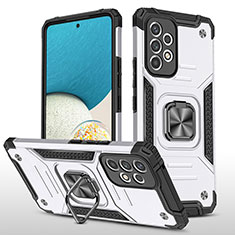 Custodia Silicone e Plastica Opaca Cover con Magnetico Anello Supporto MQ1 per Samsung Galaxy A33 5G Argento
