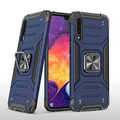 Custodia Silicone e Plastica Opaca Cover con Magnetico Anello Supporto MQ1 per Samsung Galaxy A50S Blu