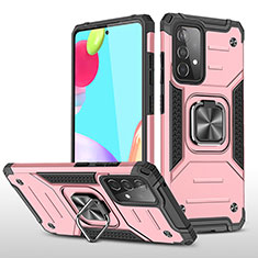 Custodia Silicone e Plastica Opaca Cover con Magnetico Anello Supporto MQ1 per Samsung Galaxy A52 4G Oro Rosa