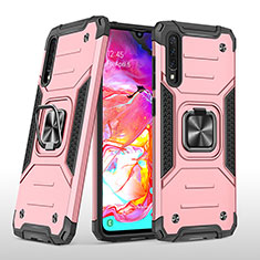 Custodia Silicone e Plastica Opaca Cover con Magnetico Anello Supporto MQ1 per Samsung Galaxy A70S Oro Rosa