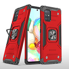 Custodia Silicone e Plastica Opaca Cover con Magnetico Anello Supporto MQ1 per Samsung Galaxy A71 4G A715 Rosso