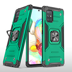 Custodia Silicone e Plastica Opaca Cover con Magnetico Anello Supporto MQ1 per Samsung Galaxy A71 5G Verde Notte