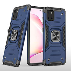 Custodia Silicone e Plastica Opaca Cover con Magnetico Anello Supporto MQ1 per Samsung Galaxy A81 Blu