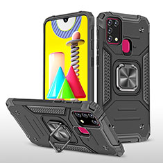 Custodia Silicone e Plastica Opaca Cover con Magnetico Anello Supporto MQ1 per Samsung Galaxy M31 Nero