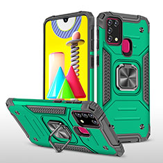 Custodia Silicone e Plastica Opaca Cover con Magnetico Anello Supporto MQ1 per Samsung Galaxy M31 Verde Notte