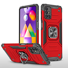 Custodia Silicone e Plastica Opaca Cover con Magnetico Anello Supporto MQ1 per Samsung Galaxy M31s Rosso