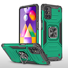 Custodia Silicone e Plastica Opaca Cover con Magnetico Anello Supporto MQ1 per Samsung Galaxy M31s Verde Notte