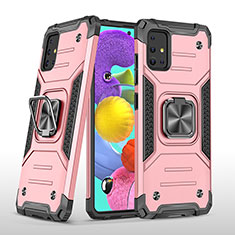 Custodia Silicone e Plastica Opaca Cover con Magnetico Anello Supporto MQ1 per Samsung Galaxy M40S Oro Rosa