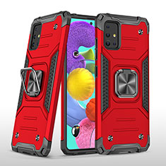 Custodia Silicone e Plastica Opaca Cover con Magnetico Anello Supporto MQ1 per Samsung Galaxy M40S Rosso