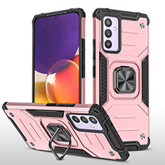 Custodia Silicone e Plastica Opaca Cover con Magnetico Anello Supporto MQ1 per Samsung Galaxy M54 5G Oro Rosa