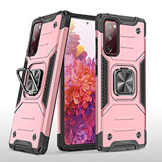 Custodia Silicone e Plastica Opaca Cover con Magnetico Anello Supporto MQ1 per Samsung Galaxy S20 FE 4G Oro Rosa