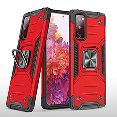 Custodia Silicone e Plastica Opaca Cover con Magnetico Anello Supporto MQ1 per Samsung Galaxy S20 FE 4G Rosso