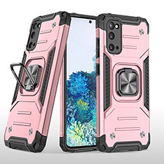 Custodia Silicone e Plastica Opaca Cover con Magnetico Anello Supporto MQ1 per Samsung Galaxy S20 Oro Rosa
