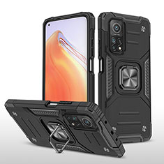 Custodia Silicone e Plastica Opaca Cover con Magnetico Anello Supporto MQ1 per Xiaomi Mi 10T 5G Nero