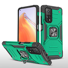 Custodia Silicone e Plastica Opaca Cover con Magnetico Anello Supporto MQ1 per Xiaomi Mi 10T Pro 5G Verde Notte