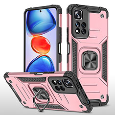 Custodia Silicone e Plastica Opaca Cover con Magnetico Anello Supporto MQ1 per Xiaomi Mi 11i 5G (2022) Oro Rosa