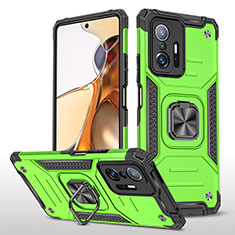 Custodia Silicone e Plastica Opaca Cover con Magnetico Anello Supporto MQ1 per Xiaomi Mi 11T Pro 5G Verde