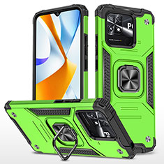 Custodia Silicone e Plastica Opaca Cover con Magnetico Anello Supporto MQ1 per Xiaomi Poco C40 Verde