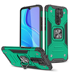 Custodia Silicone e Plastica Opaca Cover con Magnetico Anello Supporto MQ1 per Xiaomi Poco M2 Verde Notte