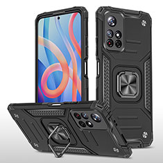 Custodia Silicone e Plastica Opaca Cover con Magnetico Anello Supporto MQ1 per Xiaomi Poco M4 Pro 5G Nero