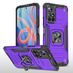 Custodia Silicone e Plastica Opaca Cover con Magnetico Anello Supporto MQ1 per Xiaomi Poco M4 Pro 5G Viola