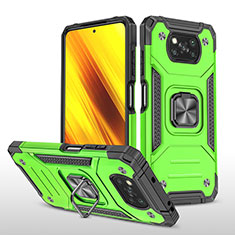 Custodia Silicone e Plastica Opaca Cover con Magnetico Anello Supporto MQ1 per Xiaomi Poco X3 Verde