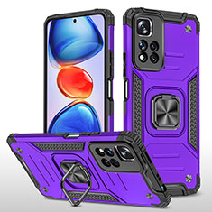 Custodia Silicone e Plastica Opaca Cover con Magnetico Anello Supporto MQ1 per Xiaomi Poco X4 NFC Viola