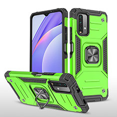 Custodia Silicone e Plastica Opaca Cover con Magnetico Anello Supporto MQ1 per Xiaomi Redmi 9 Power Verde