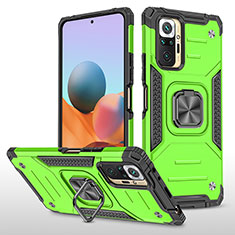 Custodia Silicone e Plastica Opaca Cover con Magnetico Anello Supporto MQ1 per Xiaomi Redmi Note 10 Pro 4G Verde