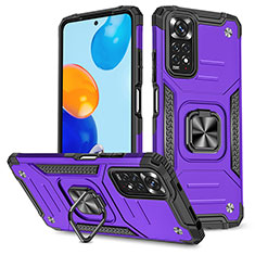 Custodia Silicone e Plastica Opaca Cover con Magnetico Anello Supporto MQ1 per Xiaomi Redmi Note 11 4G (2022) Viola