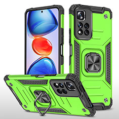 Custodia Silicone e Plastica Opaca Cover con Magnetico Anello Supporto MQ1 per Xiaomi Redmi Note 11 Pro+ Plus 5G Verde