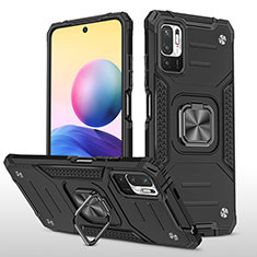 Custodia Silicone e Plastica Opaca Cover con Magnetico Anello Supporto MQ1 per Xiaomi Redmi Note 11 SE 5G Nero