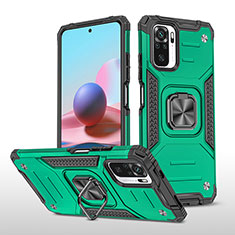 Custodia Silicone e Plastica Opaca Cover con Magnetico Anello Supporto MQ1 per Xiaomi Redmi Note 11 SE India 4G Verde Notte