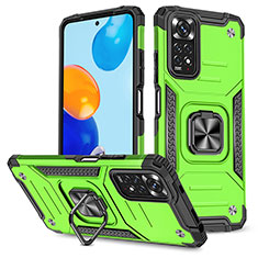 Custodia Silicone e Plastica Opaca Cover con Magnetico Anello Supporto MQ1 per Xiaomi Redmi Note 11S 4G Verde