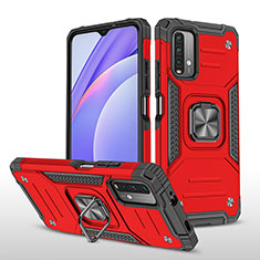 Custodia Silicone e Plastica Opaca Cover con Magnetico Anello Supporto MQ1 per Xiaomi Redmi Note 9 4G Rosso