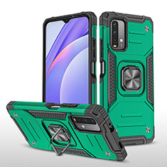 Custodia Silicone e Plastica Opaca Cover con Magnetico Anello Supporto MQ1 per Xiaomi Redmi Note 9 4G Verde Notte