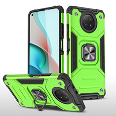 Custodia Silicone e Plastica Opaca Cover con Magnetico Anello Supporto MQ1 per Xiaomi Redmi Note 9 5G Verde