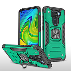 Custodia Silicone e Plastica Opaca Cover con Magnetico Anello Supporto MQ1 per Xiaomi Redmi Note 9 Verde Notte