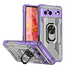 Custodia Silicone e Plastica Opaca Cover con Magnetico Anello Supporto MQ2 per Google Pixel 6 5G Viola