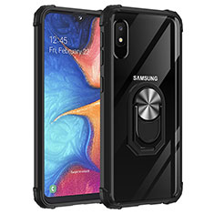 Custodia Silicone e Plastica Opaca Cover con Magnetico Anello Supporto MQ2 per Samsung Galaxy A10e Argento e Nero