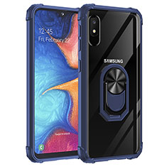 Custodia Silicone e Plastica Opaca Cover con Magnetico Anello Supporto MQ2 per Samsung Galaxy A10e Blu